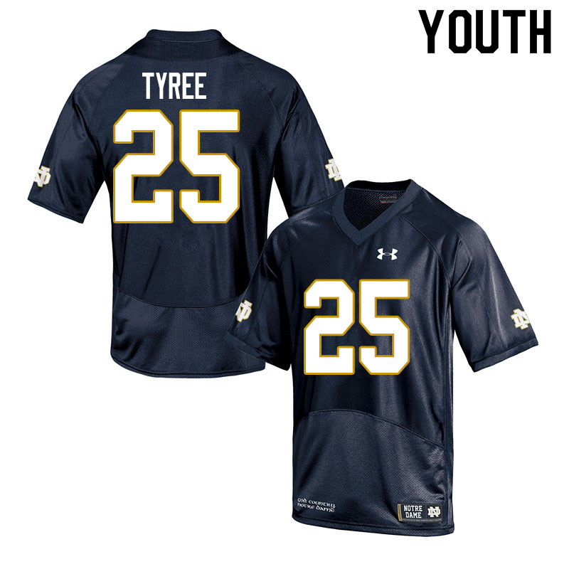 Youth NCAA Notre Dame Fighting Irish #25 Chris Tyree Stitched College Under Armour Authentic Navy Football Jersey YQ10V68LE